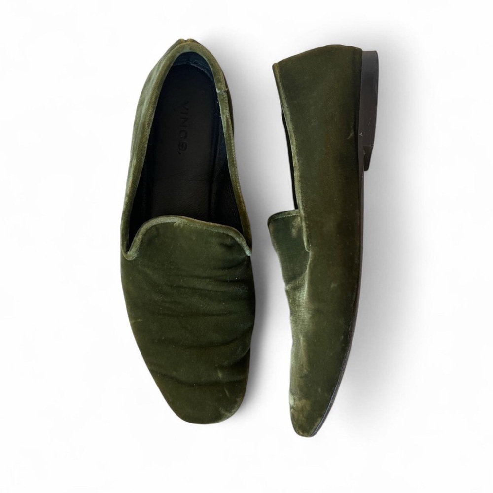Vince Green Velvet Slip-On Loafers